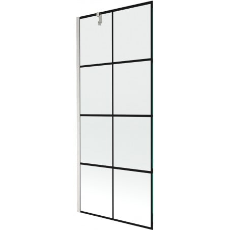 Mexen Next parawan nawannowy 1-skrzydłowy 80 x 150 cm, czarna kratka, nikiel szczotkowany - 895-080-000-00-77-97
