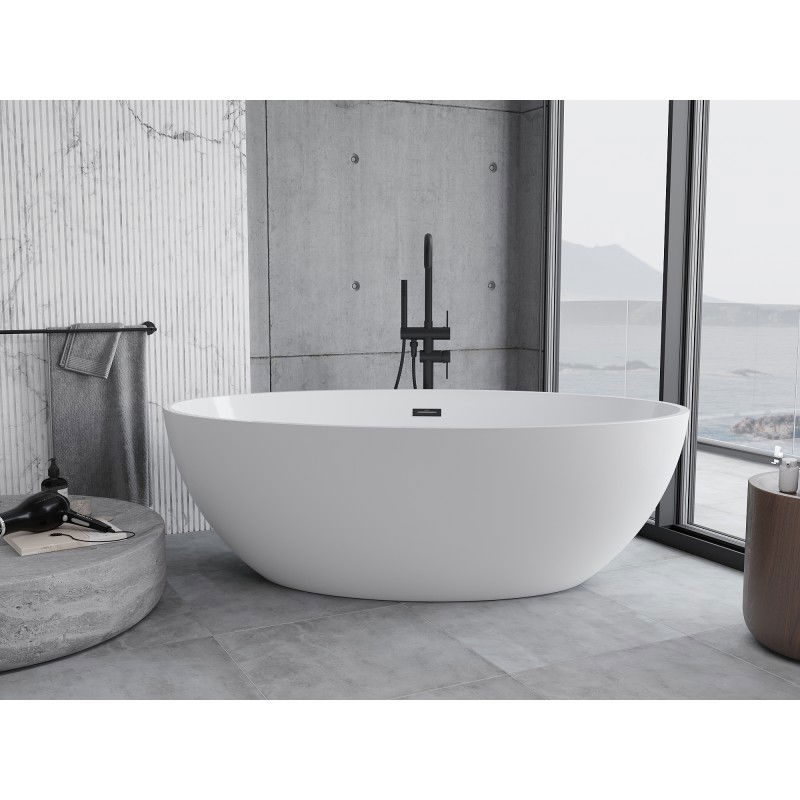 Mexen Nike wanna wolnostojąca 175 x 100 cm, biała, przelew czarny - 54071751000-70