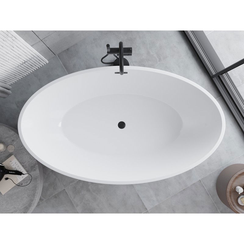 Mexen Nike wanna wolnostojąca 175 x 100 cm, biała, przelew czarny - 54071751000-70