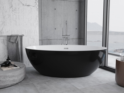 Mexen Nike wanna wolnostojąca 175 x 100 cm, biała/czarna, przelew chrom - 54071751075-01