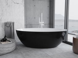 Mexen Nike wanna wolnostojąca 175 x 100 cm, biała/czarna, przelew biały - 54071751075-20