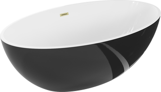 Mexen Nike wanna wolnostojąca 175 x 100 cm, biała/czarna, przelew złoty szczotkowany - 54071751075-55