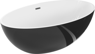 Mexen Nike wanna wolnostojąca 175 x 100 cm, biała/czarna, przelew gun gray szczotkowany - 54071751075-66