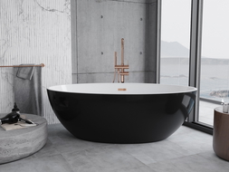 Mexen Nike wanna wolnostojąca 175 x 100 cm, biała/czarna, przelew różowe złoto - 54071751075-60