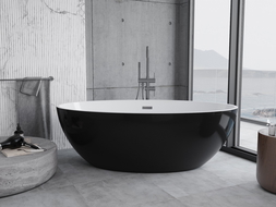 Mexen Nike wanna wolnostojąca 175 x 100 cm, biała/czarna, przelew gun gray szczotkowany - 54071751075-66