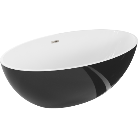 Mexen Nike wanna wolnostojąca 175 x 100 cm, biała/czarna, przelew nikiel szczotkowany - 54071751075-97