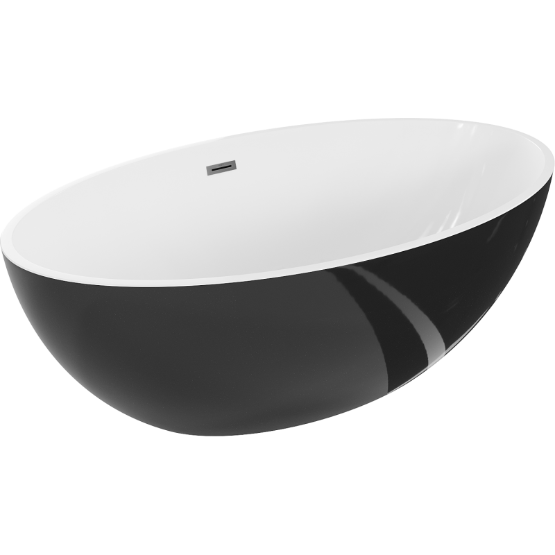 Mexen Nike wanna wolnostojąca 175 x 100 cm, biała/czarna, przelew gun metal - 54071751075-95