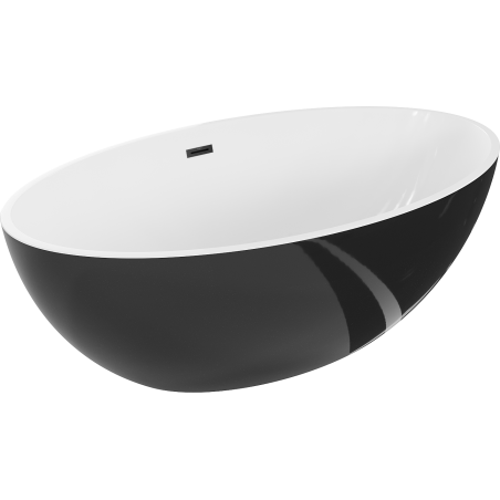 Mexen Nike wanna wolnostojąca 175 x 100 cm, biała/czarna, przelew czarny - 54071751075-70
