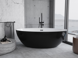 Mexen Nike wanna wolnostojąca 175 x 100 cm, biała/czarna, przelew czarny - 54071751075-70