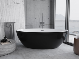 Mexen Nike wanna wolnostojąca 175 x 100 cm, biała/czarna, przelew gun metal - 54071751075-95