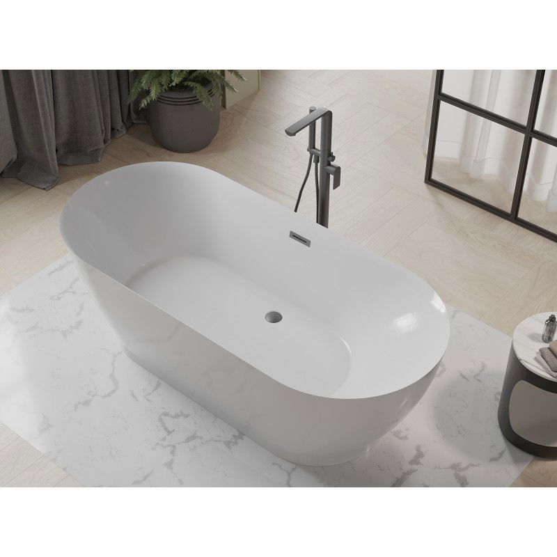 Mexen Roxy wanna wolnostojąca 180 x 85 cm, biała, przelew gun metal - 51201808500-95