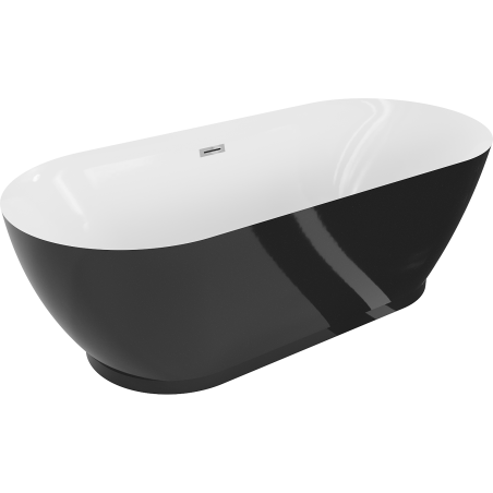 Mexen Roxy wanna wolnostojąca 180 x 85 cm, biała/czarna, przelew chrom - 51201808575-01
