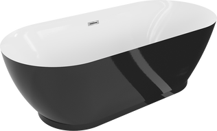 Mexen Roxy wanna wolnostojąca 180 x 85 cm, biała/czarna, przelew chrom - 51201808575-01