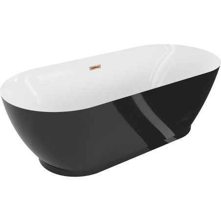 Mexen Roxy wanna wolnostojąca 180 x 85 cm, biała/czarna, przelew różowe złoto - 51201808575-60