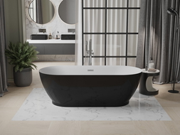 Mexen Roxy wanna wolnostojąca 180 x 85 cm, biała/czarna, przelew chrom - 51201808575-01