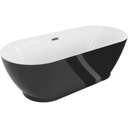Mexen Roxy wanna wolnostojąca 180 x 85 cm, biała/czarna, przelew gun gray szczotkowany - 51201808575-66