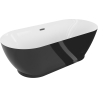 Mexen Roxy wanna wolnostojąca 180 x 85 cm, biała/czarna, przelew gun gray szczotkowany - 51201808575-66