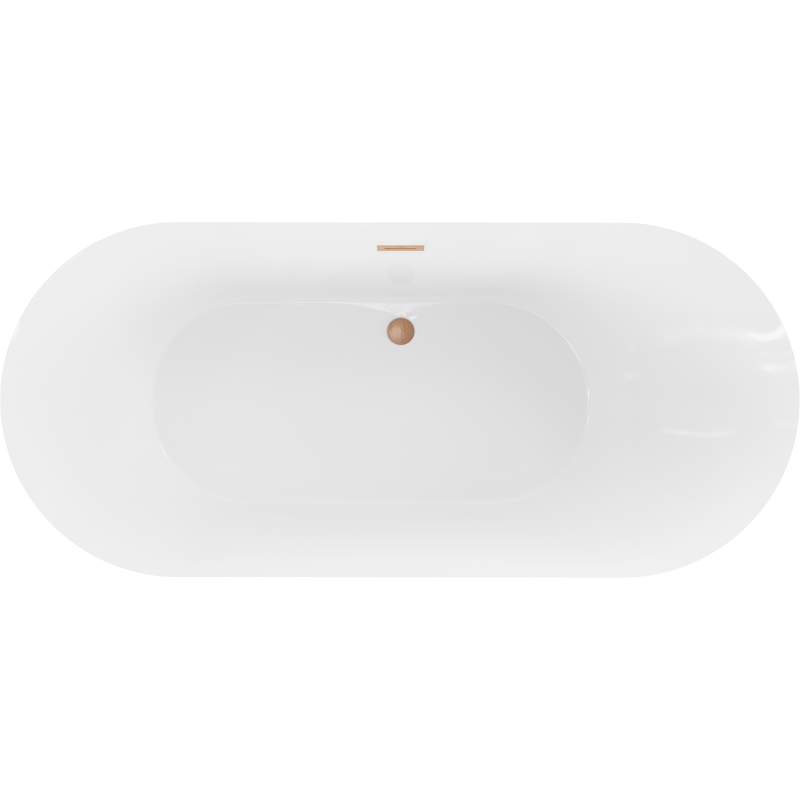 Mexen Roxy wanna wolnostojąca 180 x 85 cm, biała/czarna, przelew miedź szczotkowana - 51201808575-65