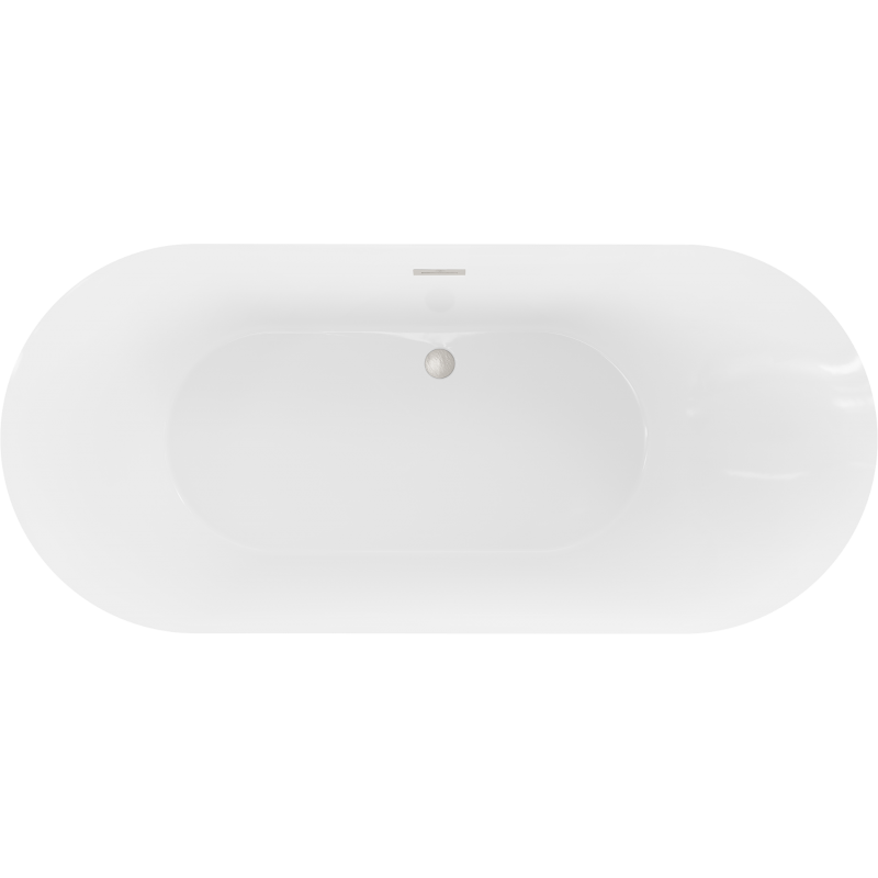 Mexen Roxy wanna wolnostojąca 180 x 85 cm, biała/czarna, przelew nikiel szczotkowany - 51201808575-97