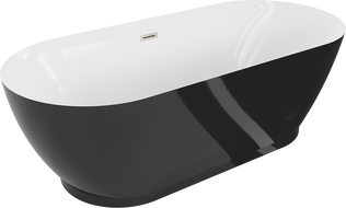 Mexen Roxy wanna wolnostojąca 180 x 85 cm, biała/czarna, przelew nikiel szczotkowany - 51201808575-97