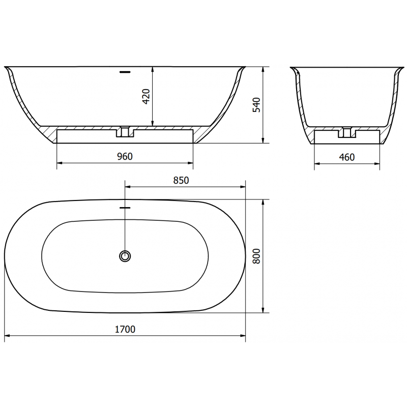 Mexen Siena wanna wolnostojąca z konglomeratu 170 x 80 cm, biała mat - 57291708000