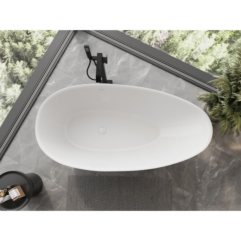 Mexen Milano wanna wolnostojąca z konglomeratu 150 x 82 cm, biała połysk - 57301508510