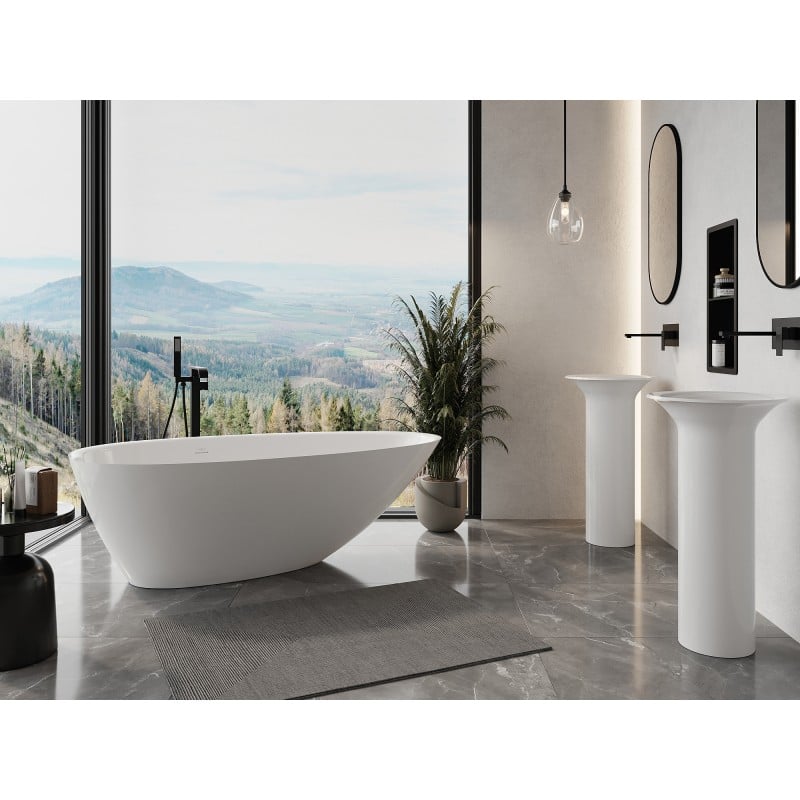 Mexen Milano wanna wolnostojąca z konglomeratu 170 x 86 cm, biała połysk - 57301708510