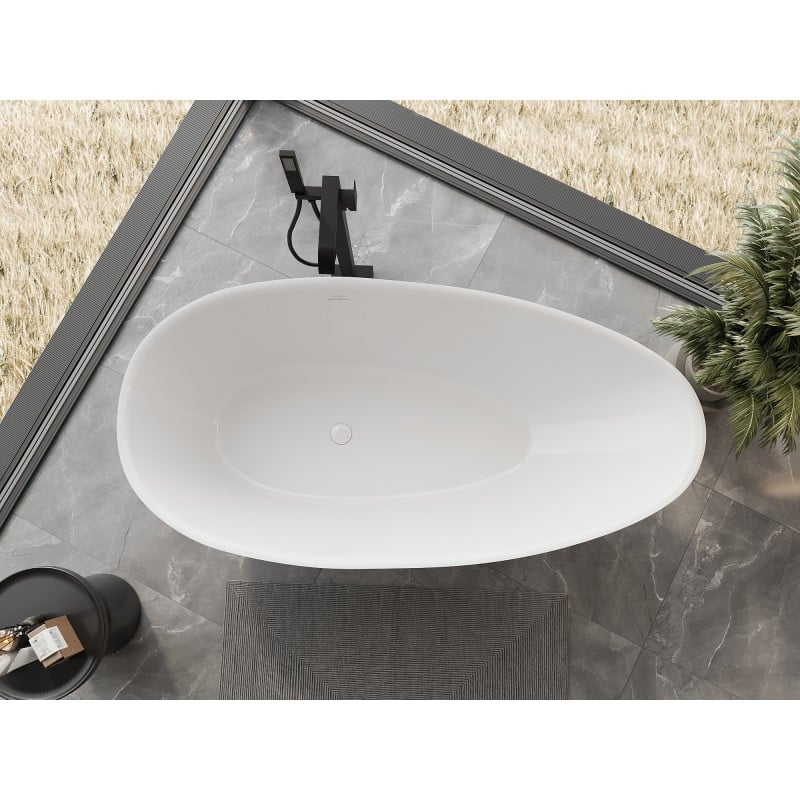 Mexen Milano wanna wolnostojąca z konglomeratu 170 x 86 cm, biała połysk - 57301708510