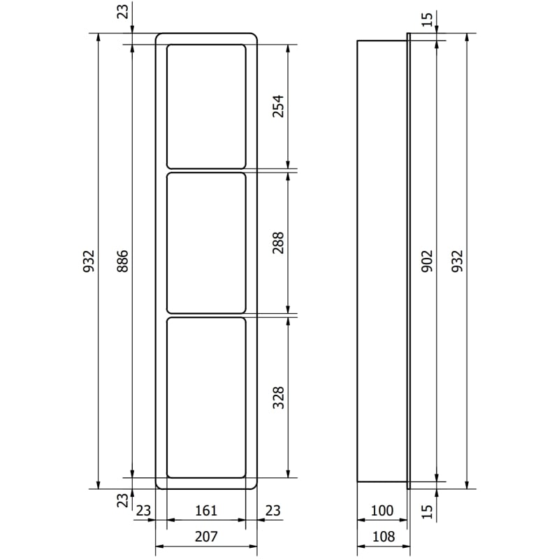 Mexen X-Wall-K półka wnękowa z konglomeratu 93,2 x 20,7 cm, biała - 1900932010