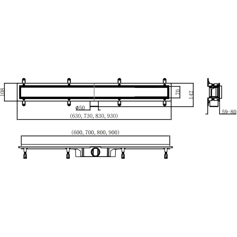 Mexen Flat ABS odpływ liniowy 2w1 80 cm, inox- 1069080