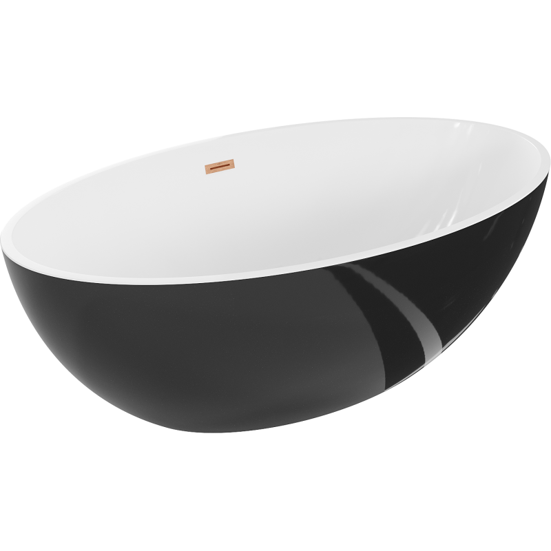 Mexen Nike wanna wolnostojąca 175 x 100 cm, biała/czarna, przelew miedź szczotkowana - 54071751075-65