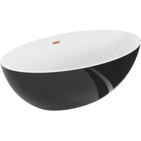 Mexen Nike wanna wolnostojąca 175 x 100 cm, biała/czarna, przelew miedź szczotkowana - 54071751075-65