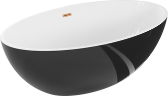 Mexen Nike wanna wolnostojąca 175 x 100 cm, biała/czarna, przelew miedź szczotkowana - 54071751075-65