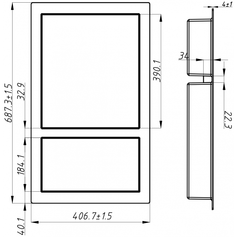 Mexen X-Wall-S półka wnękowa SMC z kołnierzem 68,6 x 40,7 cm, biała - 1901694109