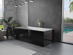 Mexen Vigo wanna wolnostojąca 178,5 x 80 cm, biała/czarna, przelew złoty szczotkowany - 51251788075-55