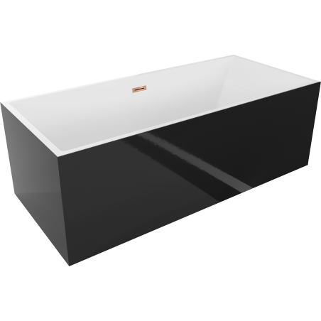 Mexen Vigo wanna wolnostojąca 178,5 x 80 cm, biała/czarna, przelew różowe złoto - 51251788075-60