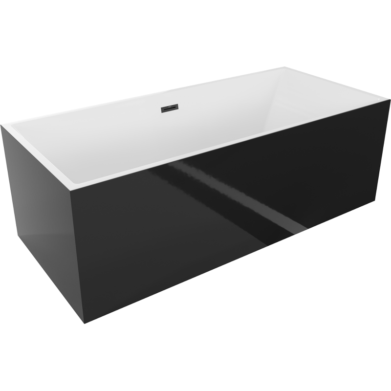 Mexen Vigo wanna wolnostojąca 178,5 x 80 cm, biała/czarna, przelew czarny - 51251788075-70