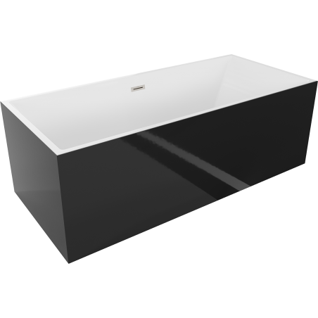 Mexen Vigo wanna wolnostojąca 178,5 x 80 cm, biała/czarna, przelew nikiel szczotkowany - 51251788075-97