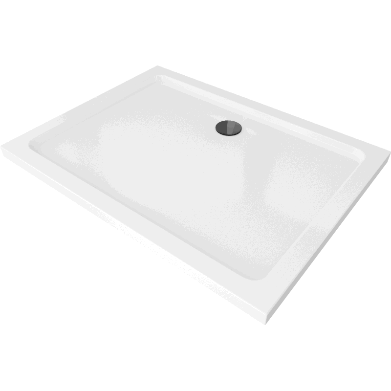 Mexen Flat brodzik prostokątny slim 130 x 100 cm, biały, syfon czarny - 40101013B