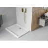 Mexen Flat brodzik prostokątny slim 130 x 100 cm, biały, syfon złoty - 40101013G