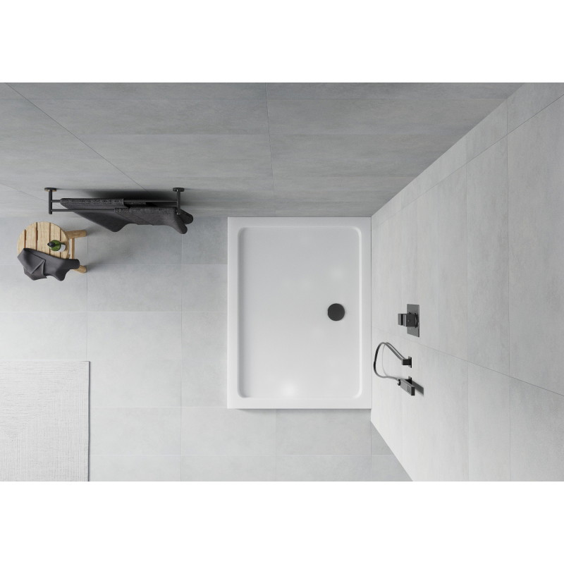 Mexen Flat brodzik prostokątny slim 110 x 100 cm, biały, syfon czarny - 40101011B