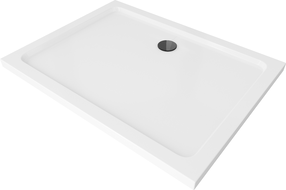 Mexen Flat brodzik prostokątny slim 110 x 90 cm, biały, syfon czarny - 40109011B