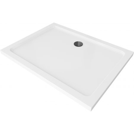 Mexen Flat brodzik prostokątny slim 100 x 80 cm, biały, syfon czarny - 40108010B