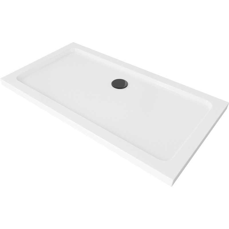 Mexen Flat brodzik prostokątny slim 120 x 70 cm, biały, syfon czarny - 40107012B