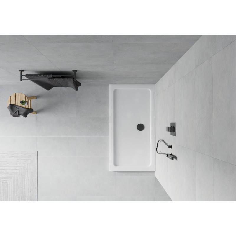 Mexen Flat brodzik prostokątny slim 120 x 70 cm, biały, syfon czarny - 40107012B