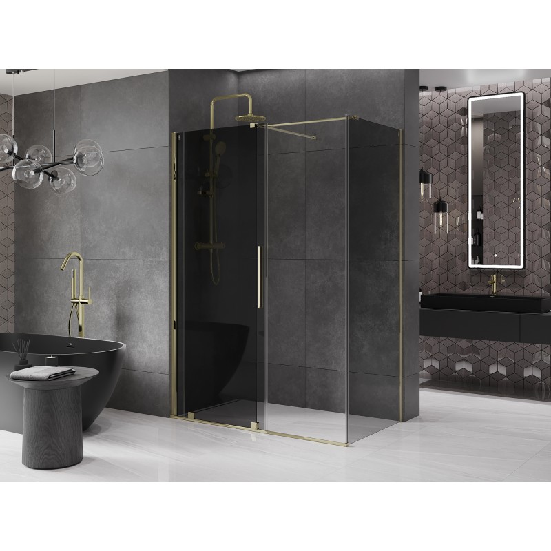 Mexen Velar kabina prysznicowa rozsuwana 150 x 75 cm, grafit, złota - 871-150-075-41-50
