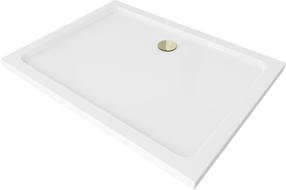 Mexen Flat brodzik prostokątny slim 100 x 90 cm, biały, syfon złoty - 40109010G