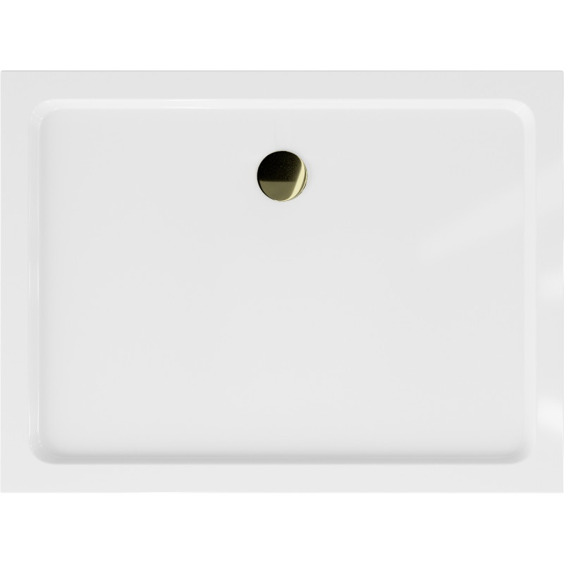 Mexen Flat brodzik prostokątny slim 100 x 90 cm, biały, syfon złoty - 40109010G