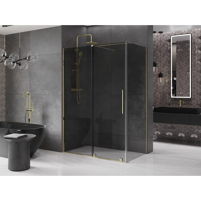 Mexen Velar kabina prysznicowa rozsuwana 140 x 85 cm, grafit, złota - 871-140-085-41-50