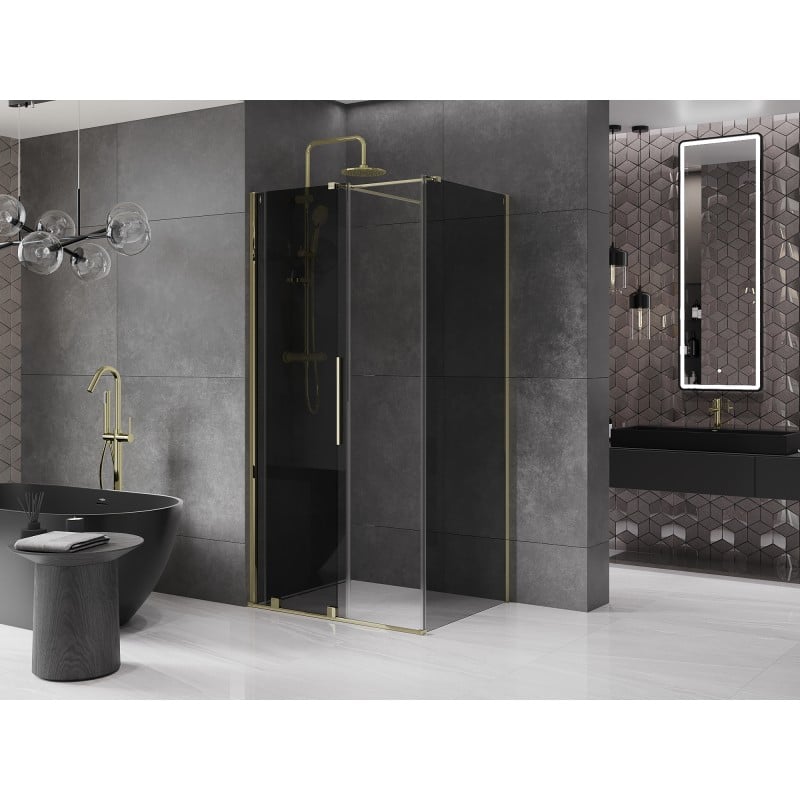 Mexen Velar kabina prysznicowa rozsuwana 90 x 75 cm, grafit, złota - 871-090-075-41-50